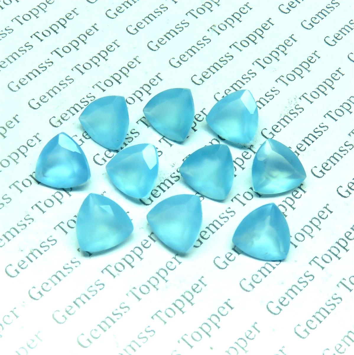 Blue Topaz  Chalcedony 10x10 mm Trillion Faceted